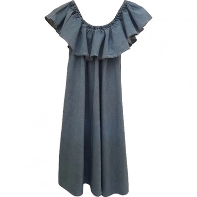 Pre-owned Ag Mid-length Dress In Blue