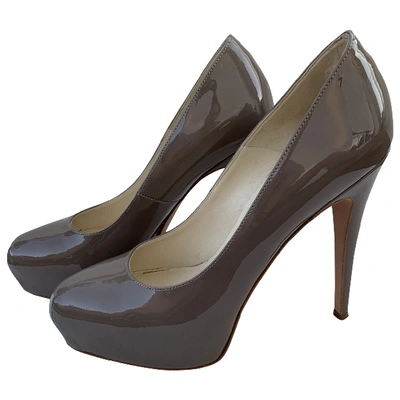 Pre-owned Brian Atwood Patent Leather Heels In Ecru