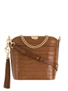 Michael Michael Kors Extra-small Bea Croc-embossed Leather Bucket Bag In Saddle Brown