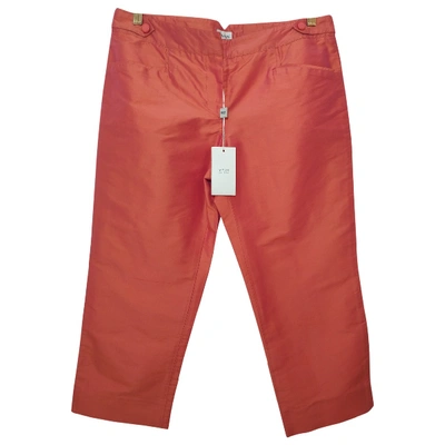Pre-owned Armani Collezioni Silk Trousers In Orange