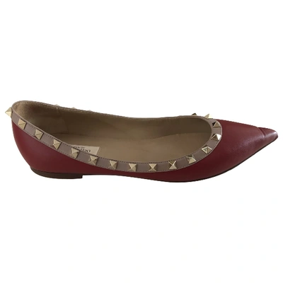 Pre-owned Valentino Garavani Red Leather Ballet Flats