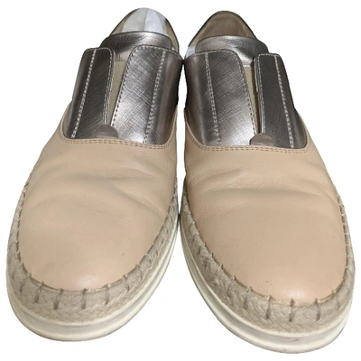 Pre-owned Tod's Leather Espadrilles In Beige