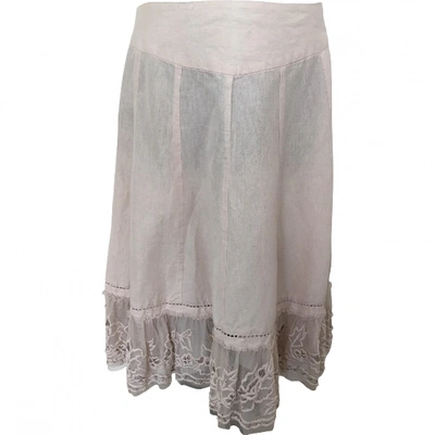 Pre-owned Tara Jarmon Linen Mid-length Skirt In Pink