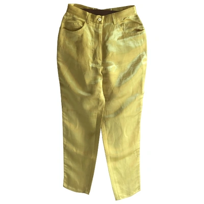 Pre-owned Iceberg Linen Carot Pants In Yellow