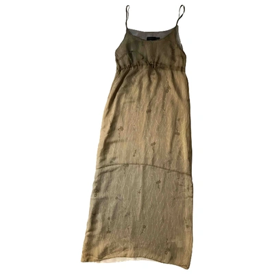 Pre-owned Pinko Silk Maxi Dress In Beige