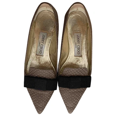 Pre-owned Jimmy Choo Leather Flats In Beige