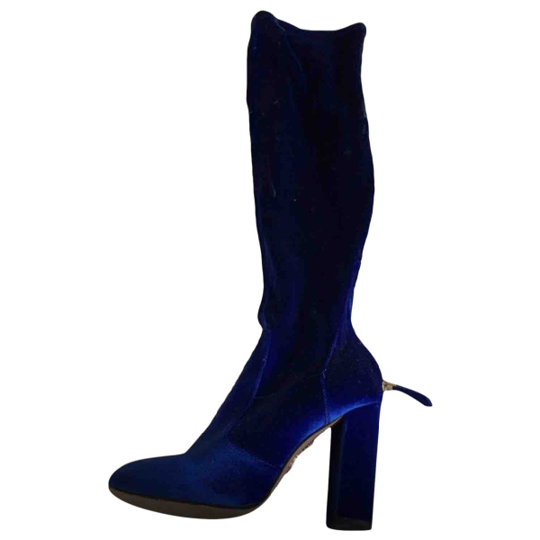 aquazzura blue velvet boots