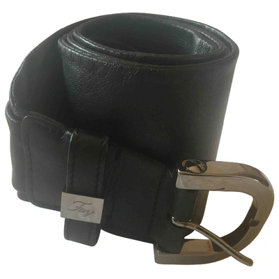 Pre-owned Fay Leather Belt In Black