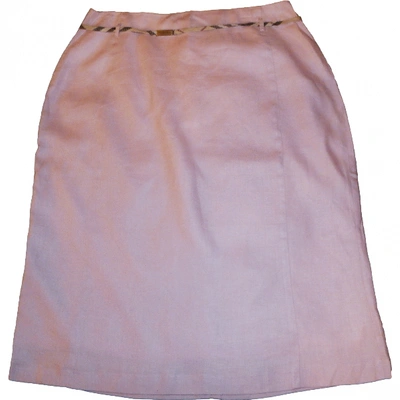 Pre-owned Burberry Linen Mid-length Skirt In Pink