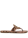 Tory Burch Miller Metal-logo Sandal, Embossed Leather In Blush Roccia / Gold