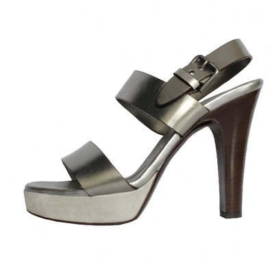 Pre-owned Saint Laurent Leather Sandals In Silver