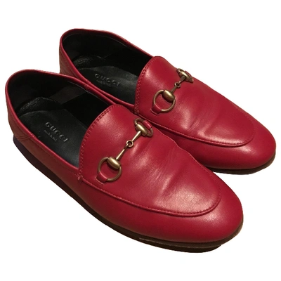 Pre-owned Gucci Princetown Red Leather Flats