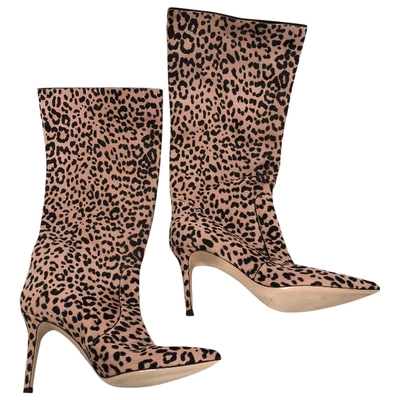 Pre-owned Gianvito Rossi Pony-style Calfskin Boots In Pink