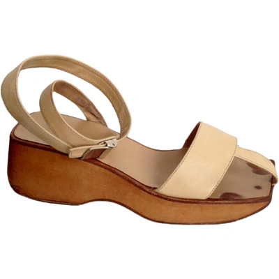 Pre-owned Sergio Rossi Leather Sandals In Beige