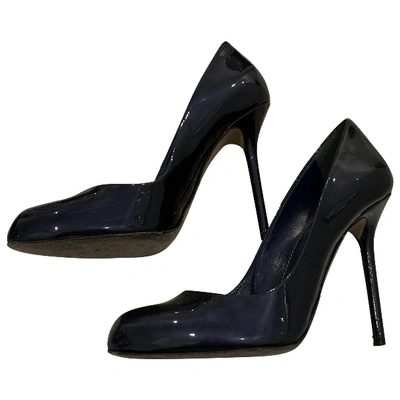 Pre-owned Sergio Rossi Patent Leather Heels In Navy