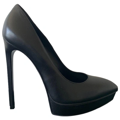 Pre-owned Saint Laurent Janis Black Leather Heels