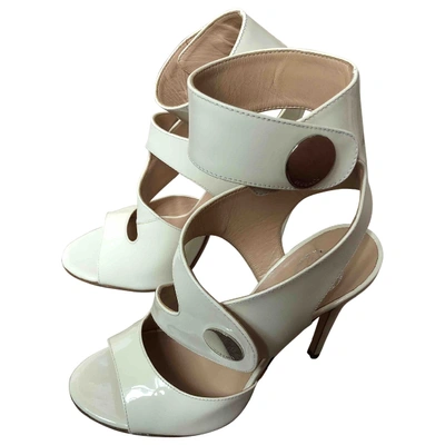 Pre-owned Versace Patent Leather Sandals In White
