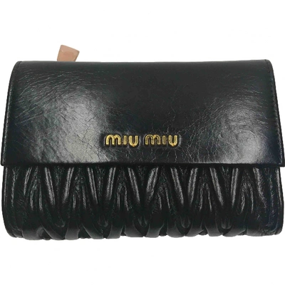 Pre-owned Miu Miu Leather Wallet In Black