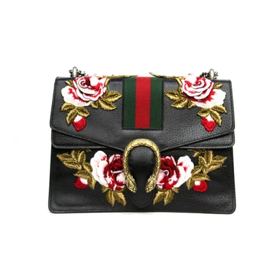 Pre-owned Gucci Dionysus Leather Handbag In Black