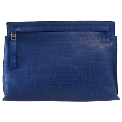 Pre-owned Loewe T Pouch Leather Clutch Bag In Blue