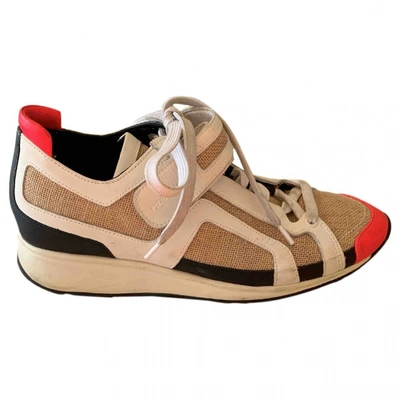Pre-owned Pierre Hardy Leather Trainers In Beige
