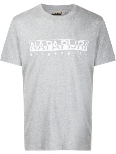 Napapijri Logo-print Cotton-jersey T-shirt In Grey