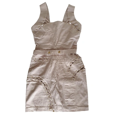 Pre-owned Preen By Thornton Bregazzi Mid-length Dress In Beige