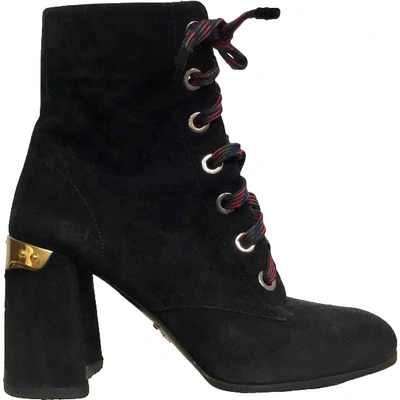 Pre-owned Prada Lace Up Boots In Black