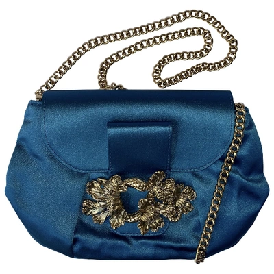 Pre-owned Roberto Cavalli Silk Clutch Bag In Blue