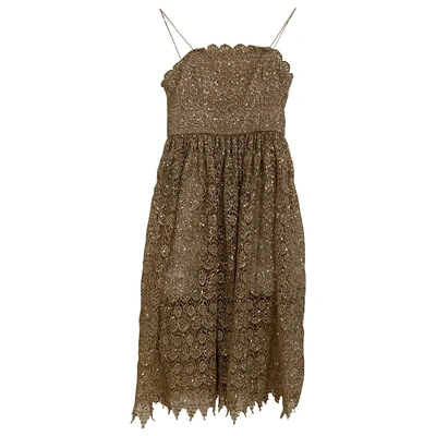 Pre-owned Alice And Olivia Glitter Mid-length Dress In Gold