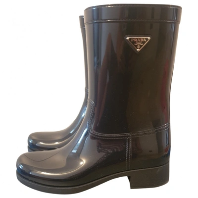Pre-owned Prada Blue Rubber Boots
