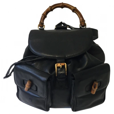 Pre-owned Gucci Bamboo Leather Backpack
