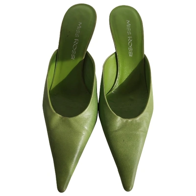 Pre-owned Sergio Rossi Leather Mules & Clogs In Green