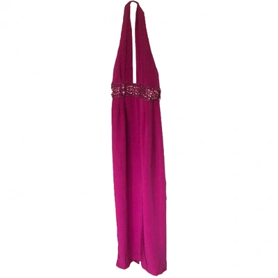 Pre-owned Marchesa Notte Silk Maxi Dress In Pink