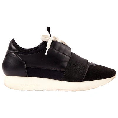 Pre-owned Balenciaga Race Leather Trainers In Black