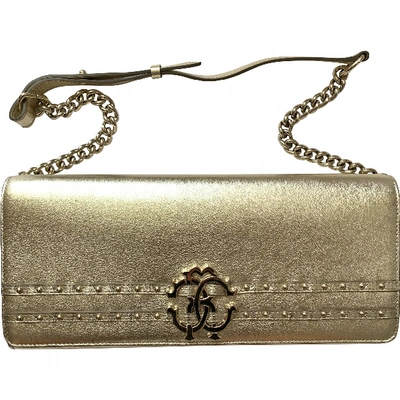 Pre-owned Roberto Cavalli Leather Clutch Bag In Gold