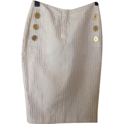 Pre-owned Jc De Castelbajac Linen Mid-length Skirt In White