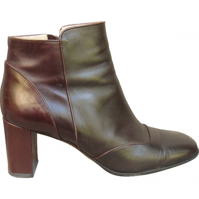 Pre-owned Louis Vuitton Leather Ankle Boots In Brown