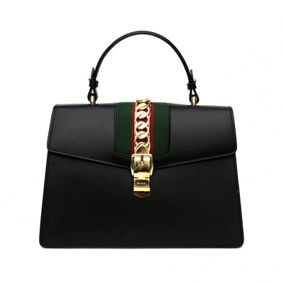 Pre-owned Gucci Sylvie Leather Handbag In Black