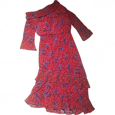 Pre-owned Saloni Silk Mid-length Dress In Red