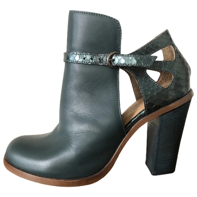 Pre-owned Mm6 Maison Margiela Leather Ankle Boots In Green