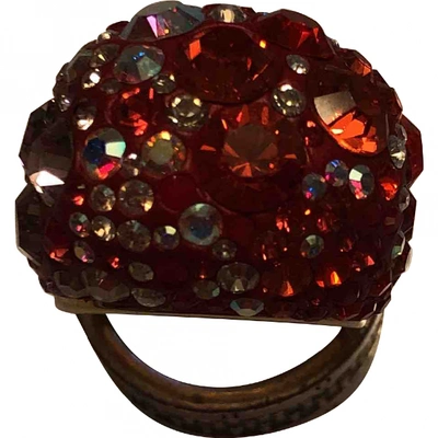 Pre-owned Swarovski Red Crystal Ring