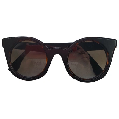 Pre-owned Fendi Brown/black Sunglasses In Brown,black