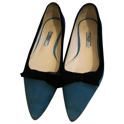 Pre-owned Prada Ballet Flats In Turquoise