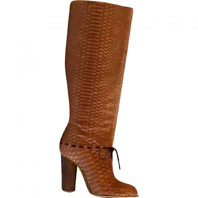 Pre-owned Chloé Camel Python Boots