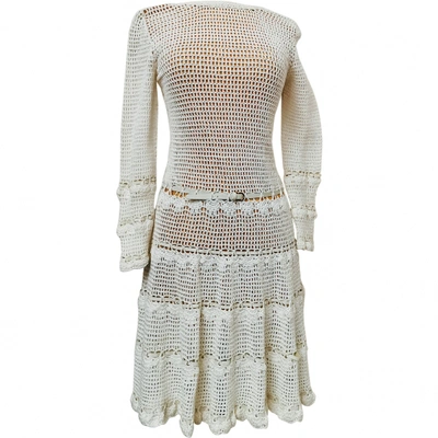 Pre-owned Ferragamo Mid-length Dress In White