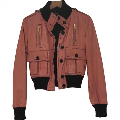 Pre-owned Gucci Leather Biker Jacket In Pink