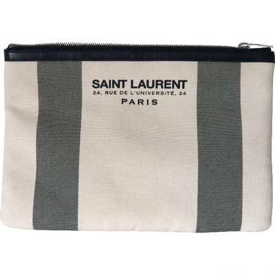 Pre-owned Saint Laurent Cloth Clutch Bag In Beige