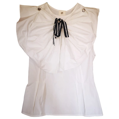 Pre-owned Lanvin White Polyester Top