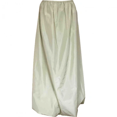 Pre-owned Donna Karan Silk Maxi Skirt In Green